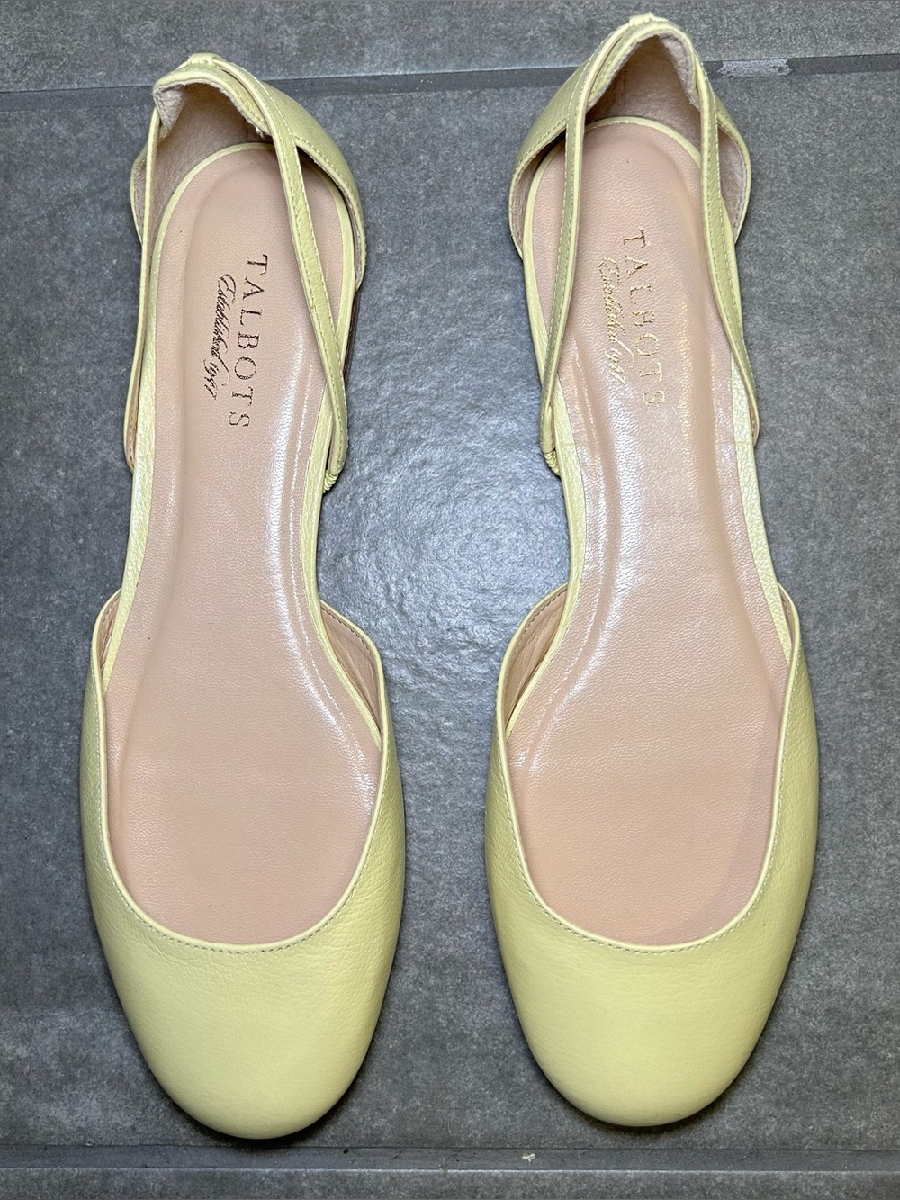 Talbots Butter Yellow Round Toe Leather Slingback Flats Women’s Shoe Size 10 B